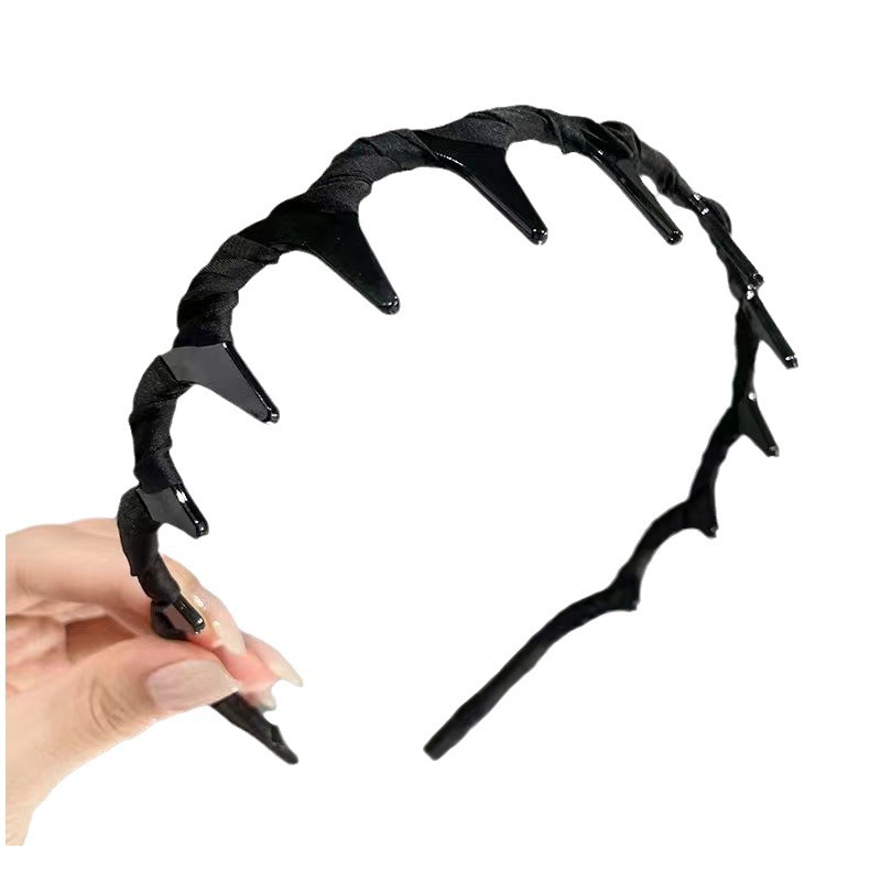 2024 nuevo tejido antideslizante correa de cabello con dientes grandes ondulaciones cabeza de lavado de cara correa de cabello alta cráneo correa de cabello