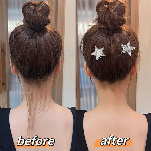 Rhinestone Star Broken Hair Comb Women's Broken Hair Organizer Invisible Back of Head Hair Disk Device Children's Dance Hairpin Insert Comb