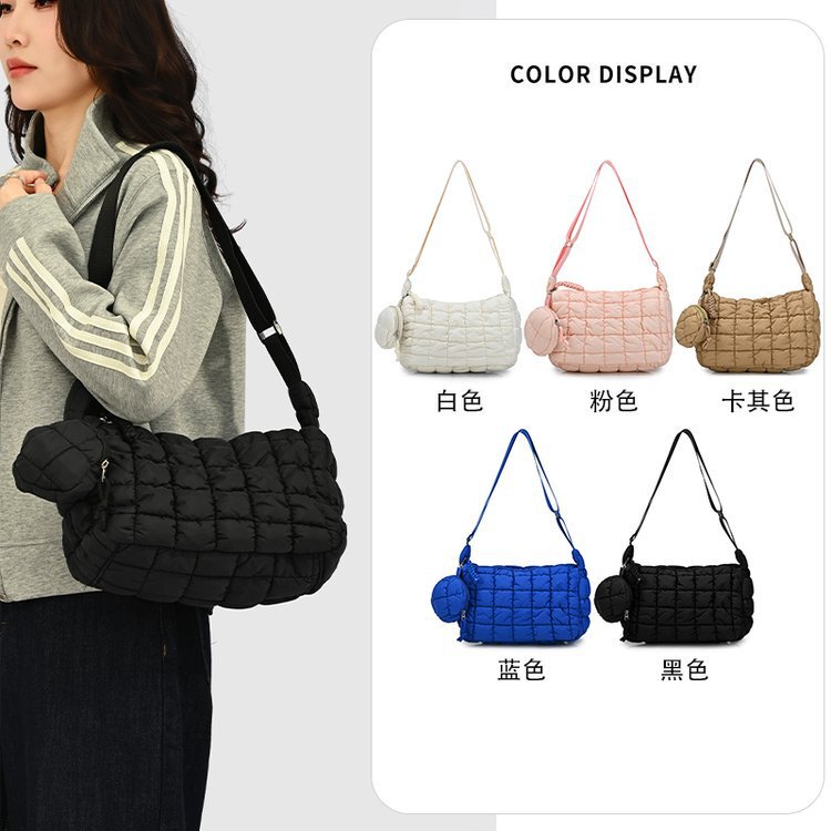 Cross-border fashion pleated cloud bag for women, new trendy casual shoulder handbag, down cotton crossbody underarm bag for women Cross-border fashion pleated cloud bag for women, new trendy casual shoulder handbag, down cotton crossbody underarm bag for women