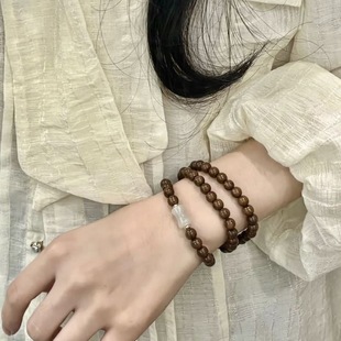 Natural Golden Sandalwood with Aventurine Bamboo Joint Multi-Circle Bracelets for Boys and Girls Wooden Buddhist Beads Bracelets
