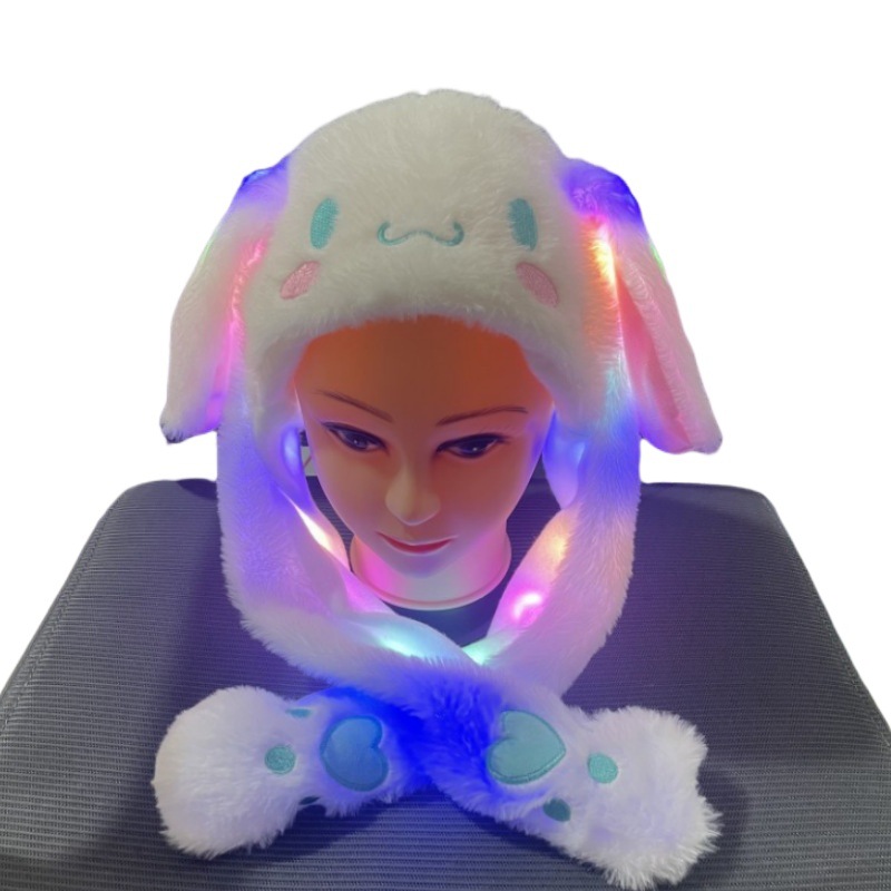 Parent-Child Plush Ear Moveable Hat Cartoon Light Hat Long Ear Glow Hat Shake Tone Same Rabbit Hat
