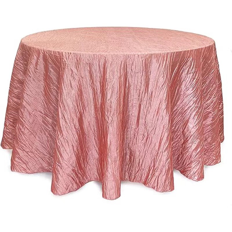 Fabricantes transfronterizos directos redondos de poliéster taffeta camaleón crimpado manto de mesa blanco multicolor opcional manto de mesa de boda