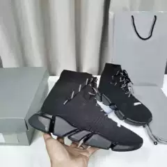 Factory Direct Sales New Socks and Shoes 2025 New Elastic Knitted Lace-Up Thick-Soled Shoes High-Top Men's and Women's Couple Socks Boots