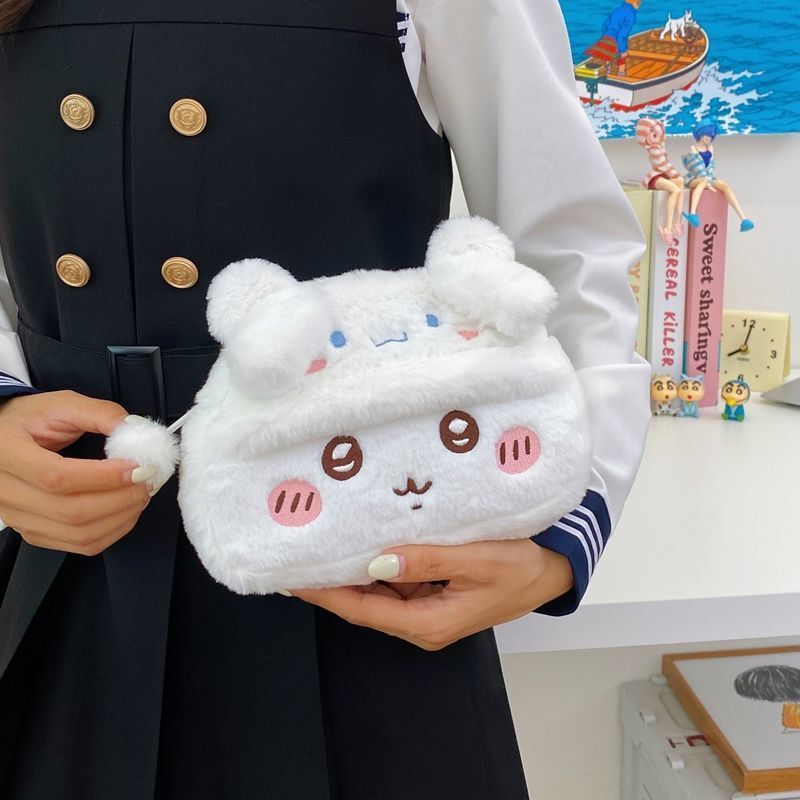 ちいかわウサキイカぬいぐるみ鉛筆バッグ漫画かわいい人気の日本製大容量筆箱文具バッグ|undefined