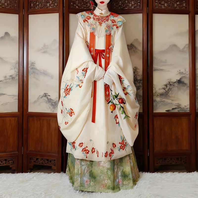 Adult Women's Ming-Style 2025 Hanfu Autumn and Winter New Model with Stand Collar, Heavy Embroidery, Cloud Shoulder Design, and Horse-Faced Pipa Set Adult Women's Ming-Style 2025 Hanfu Autumn and Winter New Model with Stand Collar, Heavy Embroidery, Cloud Shoulder Design, and Horse-Faced Pipa Set