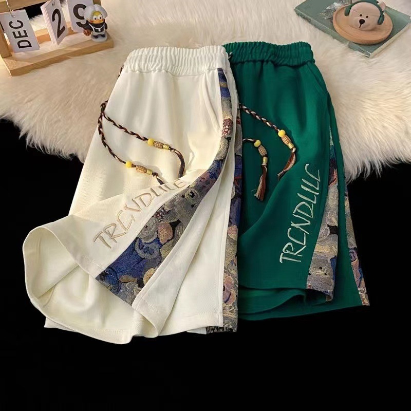 High Street Shorts Men's Summer Trendy Brand Loose plus size Casual Pants American Sports Sweatpants Men's Five-point Pants