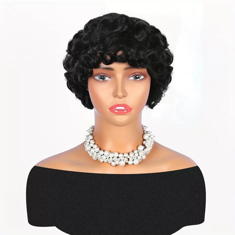 4X4 Curly Wave Wig Short Pixie Cut Real Human Hair Direct from Manufacturer Stable Supply Pixie Cut