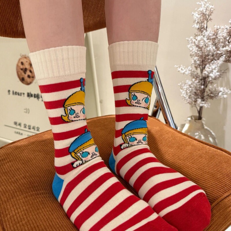 Japanese Style Cute Cartoon Spring and Autumn Socks Women's Personality Stockings Creative Ins Trendy Design Sense Students Stacked Socks Korean Style Japanese Style Cute Cartoon Spring and Autumn Socks Women's Personality Stockings Creative Ins Trendy Design Sense Students Stacked Socks Korean Style