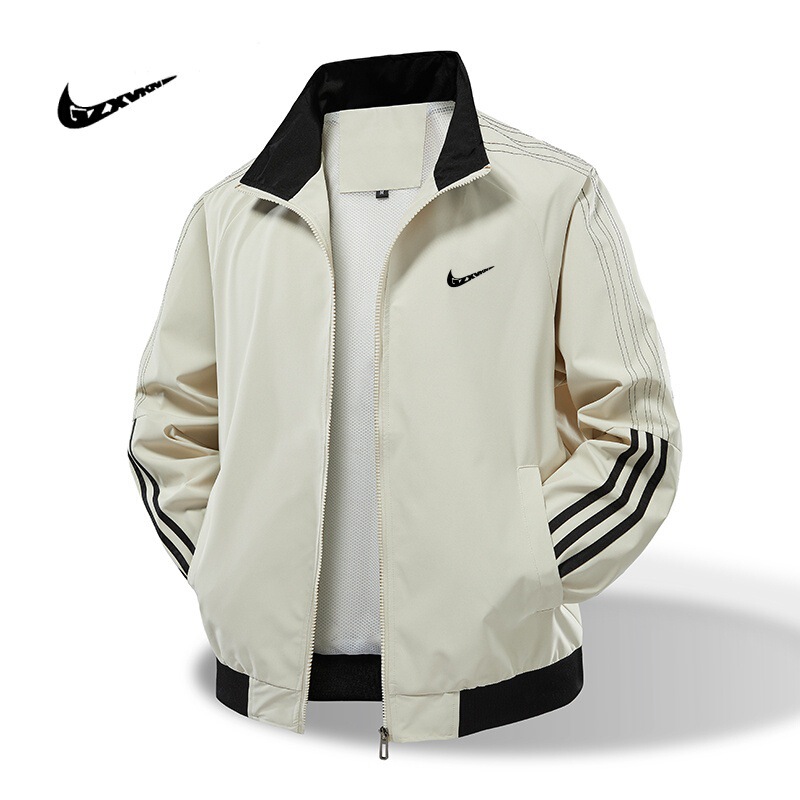 Men's Spring and Autumn Jacket American Style Stand Collar Trendy Casual Loose Versatile Stylish Design Outdoor Sports Coat