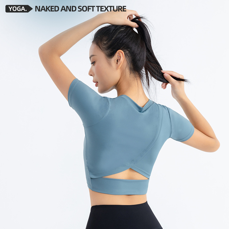 Lulu primavera y verano traje de yoga femenino correr deportes manga corta apretada delgada superior de secado rápido transpirable fitness camiseta