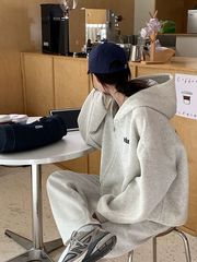 阿秋的店慵懒风加绒美式印花拉链卫衣女2025春季新款宽松开衫外套