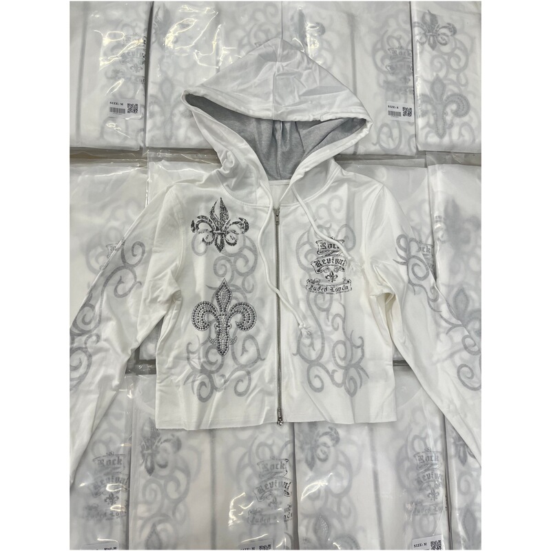 26Ss Nanyou Haute Couture/Boutique Niche Jdl Rivet Beaded Print American Style Jacket and Sweatpants Set for Women 26Ss Nanyou Haute Couture/Boutique Niche Jdl Rivet Beaded Print American Style Jacket and Sweatpants Set for Women