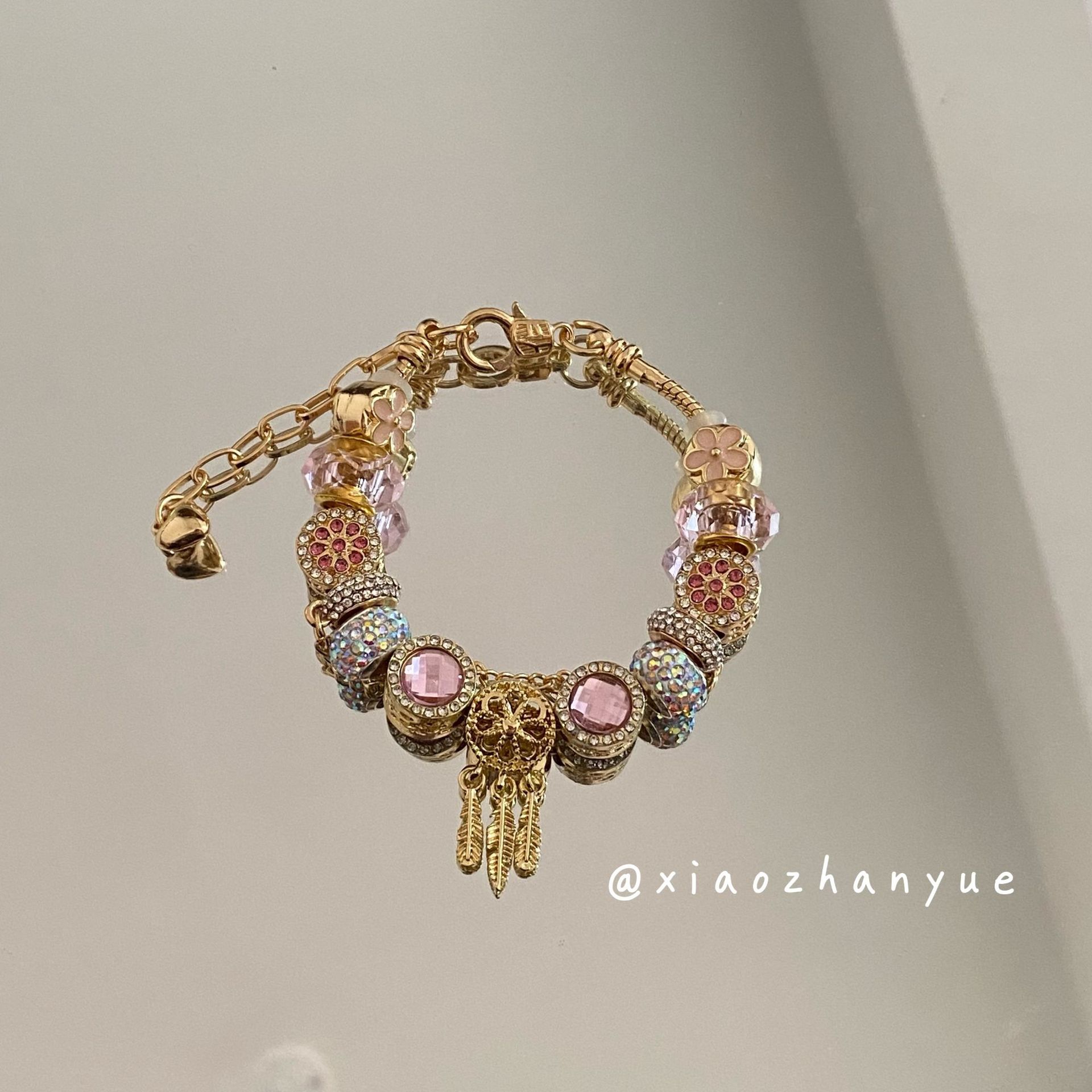 Luxurious Adjustable Diamond Dreamcatcher Beaded Bracelet_voghion.com