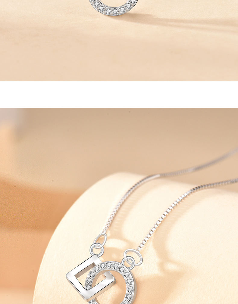 1g Weight 925 Sterling Silver Pendant Material Zircon Inlay Material Pendant Necklace Classification 925 Sterling Silver Zircon Box Chain Plating Geometric Pendant Necklace