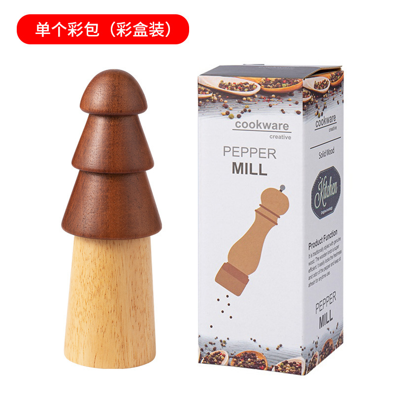 小さな木胡椒研磨器キッチン家庭用アカシア木オーク黒胡椒バラ塩胡椒ミル木製研磨瓶|undefined