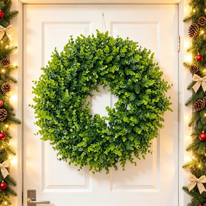 Christmas cedar wreath window decoration, artificial pine needle wreath, simulated wreath, Christmas decoration supplies, cross-border wholesale Christmas cedar wreath window decoration, artificial pine needle wreath, simulated wreath, Christmas decoration supplies, cross-border wholesale