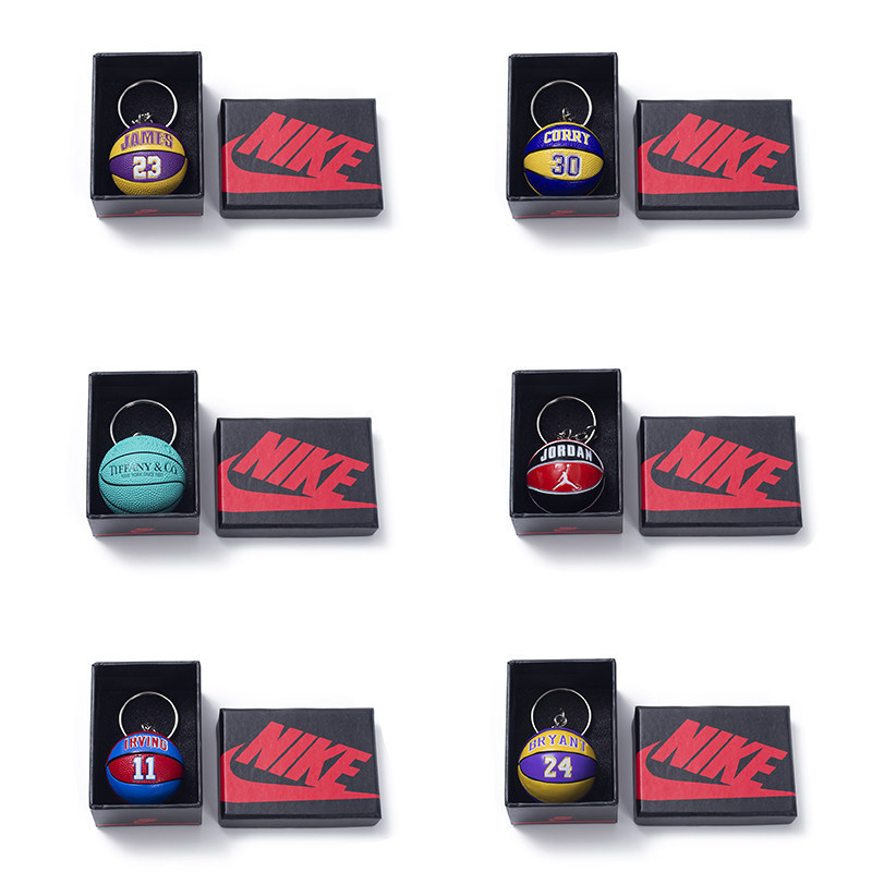 Basketball Fan Gifts: Bulls Mini Keychain, Cavaliers, Thunder, Warriors, Lakers Backpack Pendant Gift Box Set for Couples