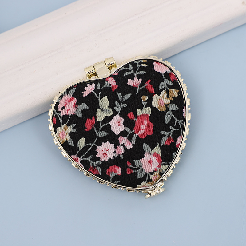 Fashion Artistic Retro Cloth Printing Double-sided Portable Mini Makeup Mirror display picture 3