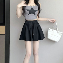 韩版新款显瘦芭蕾高腰百褶裙裤短裤女夏季休闲百搭宽松阔腿裤裙女