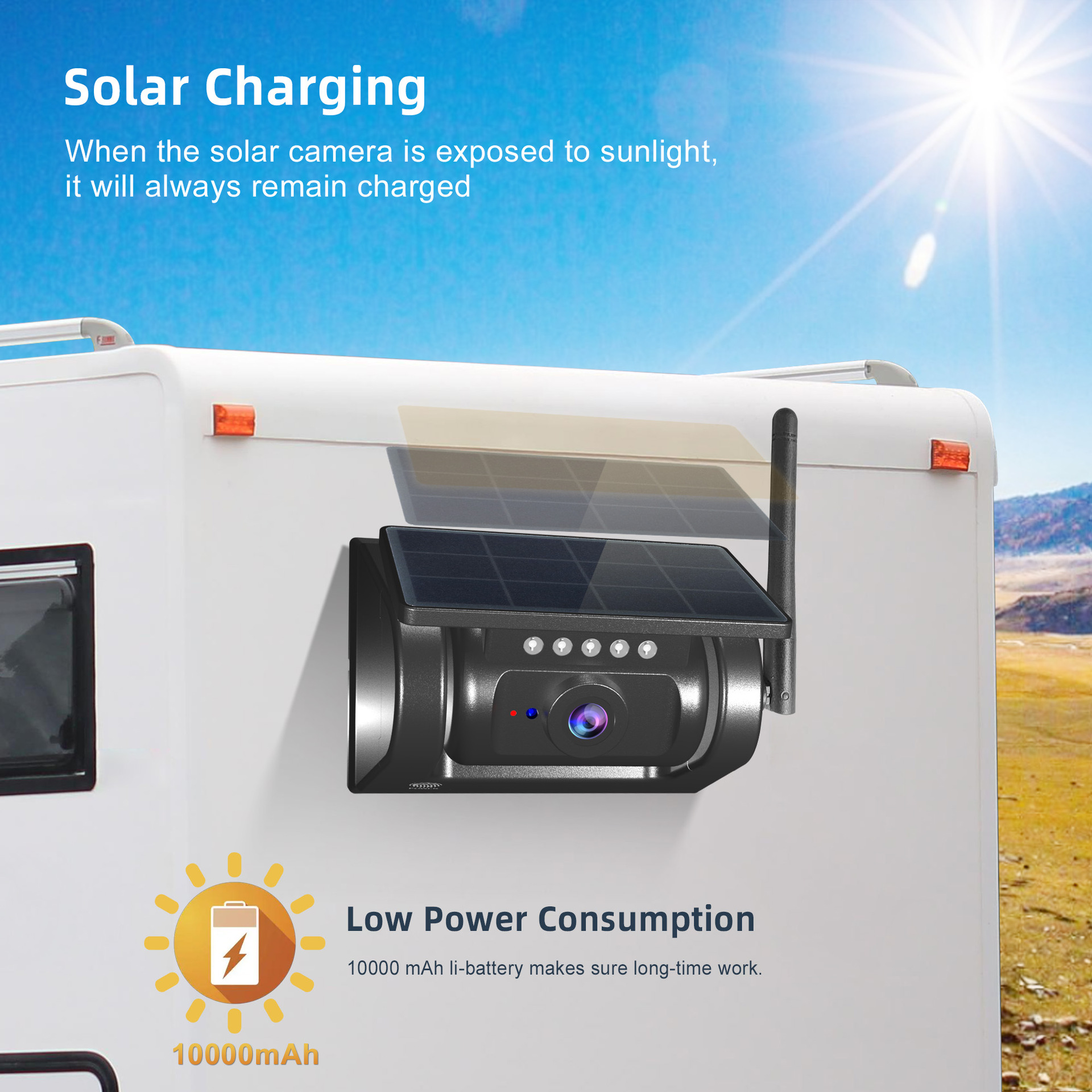 7inch Truck Wireless Wifi Solar Camera Hd Car Reversing Image Bsd Car Navigation Recorder