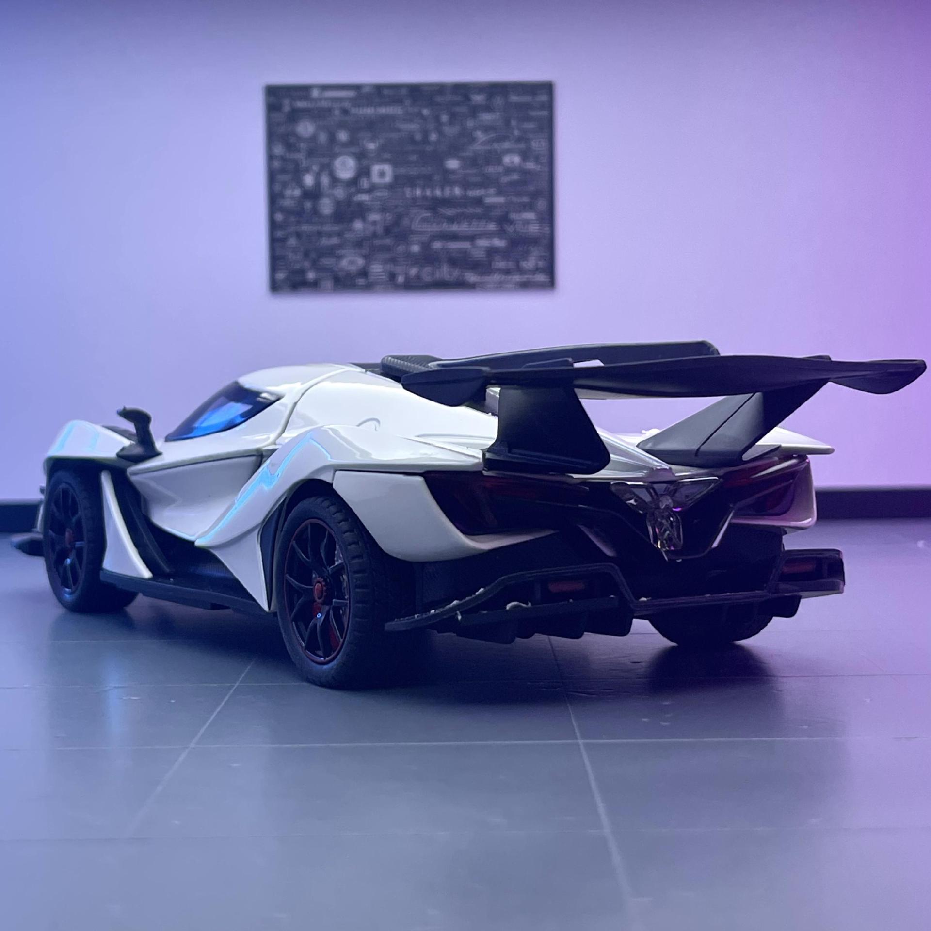 Modelo de coche de aleación de coche 1:24 apollo IE coche deportivo efecto de sonido de iluminación tire hacia atrás coche de juguete modelo de música adornos