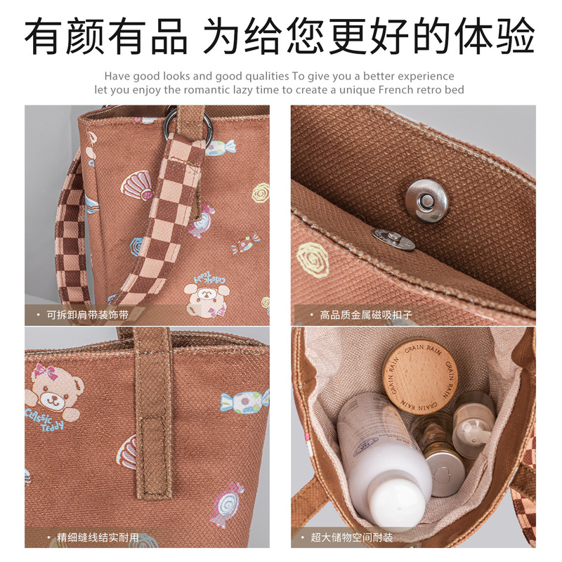 新款大容量帆布水桶包斜挎包厂家现货批女包可加印logo女士包袋|undefined