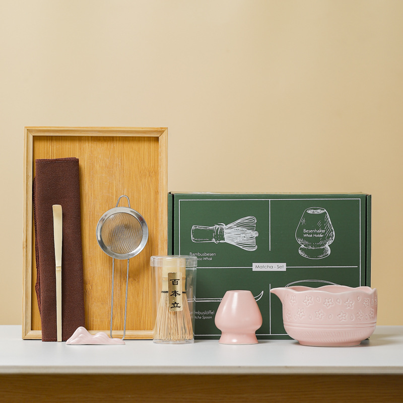 (Cross-border trading), green matcha, ceramic tea cup, tools set, 7 pieces
