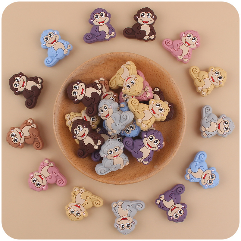 Nuevo bebé suministros dibujos animados animal mono silicona teether creativo DIY chupete cadena pulsera teether Accesorios