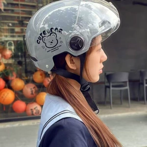 3C certified women's electric bike helmet, men's autumn and winter electric scooter cartoon cute motorcycle half helmet