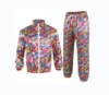 Red sports suit, floral print