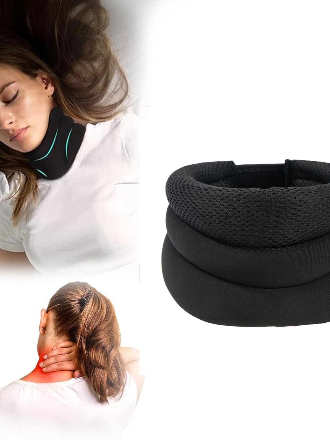 Cuello de protección de tres secciones para evitar la baja cabeza y la columna cervical fijación de la columna cervical tracción corrector esguince movimiento ajustable calentamiento transfronterizo