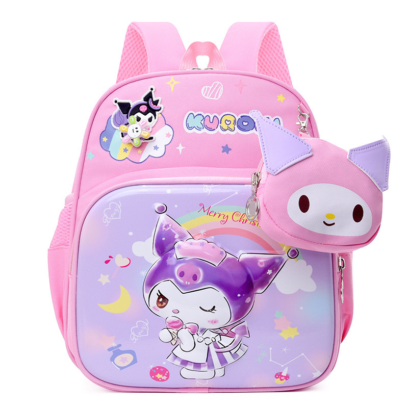 Mochila infantil de dibujos animados de Kuromi para niños y niñas de jardín de infantes, linda, ligera y pequeña mochila escolar para niños y niñas.