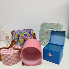 クラフトギフトボックスラウンドボックスかわいい保存瓶スナックキャンディージャー蓋付き防塵保存瓶ポータブル子供のギフト