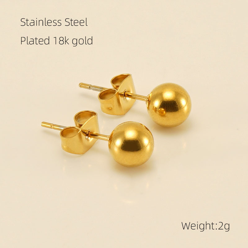 Zircon Inlay Material 1 Pair Classic Style Geometric Plating 304 Stainless Steel Zircon Ear Studs
