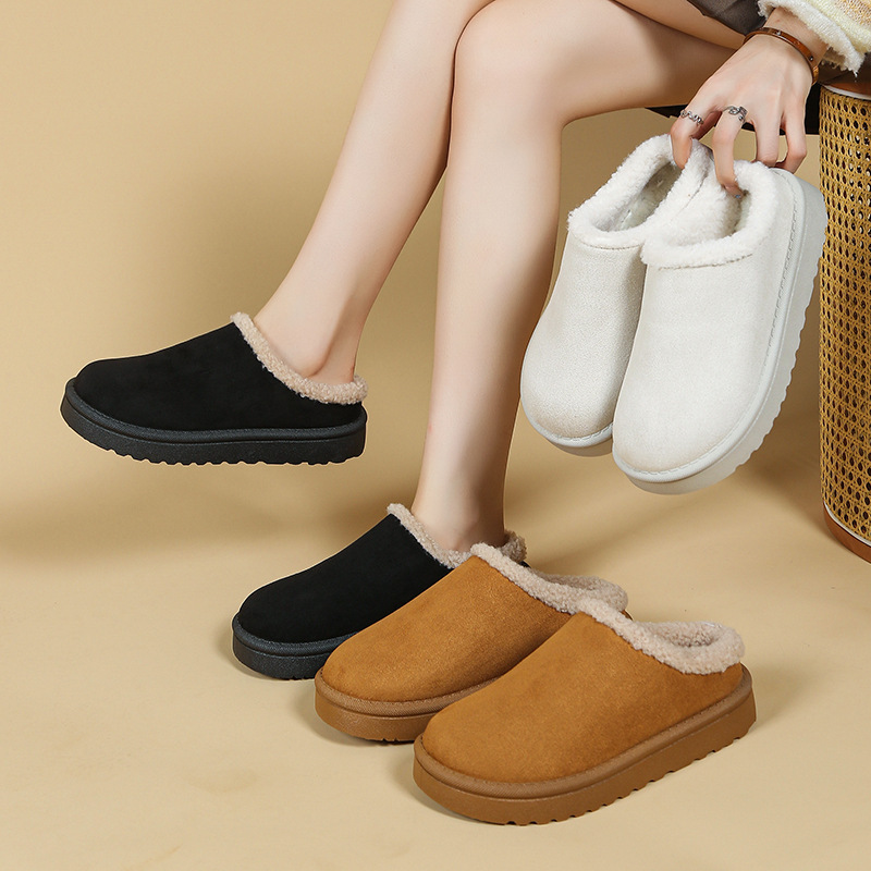 2025 New Winter Thick-Soled Slip-Ons, Lightweight, Comfortable and Versatile Round-Toe Retro Cotton Slippers, Snow Boots for Women Wholesale