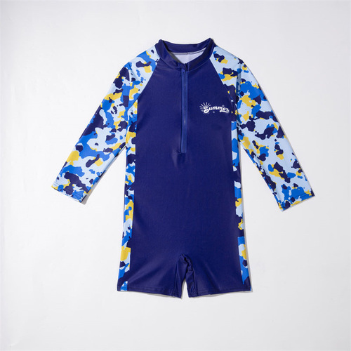 One-piece long-sleeved students, children's swimsuit, boys, middle and small children's shorts, swimsuit, swimsuit, surfing suit, baby boy
