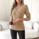 2024 Amazon Cross-border Women's Turtleneck Button Elegant Knitted Sweater