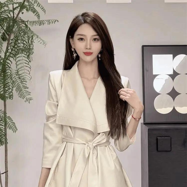韩系绑带西装外套女2025春季气场强大新款风衣宽松显瘦长袖西服潮|undefined