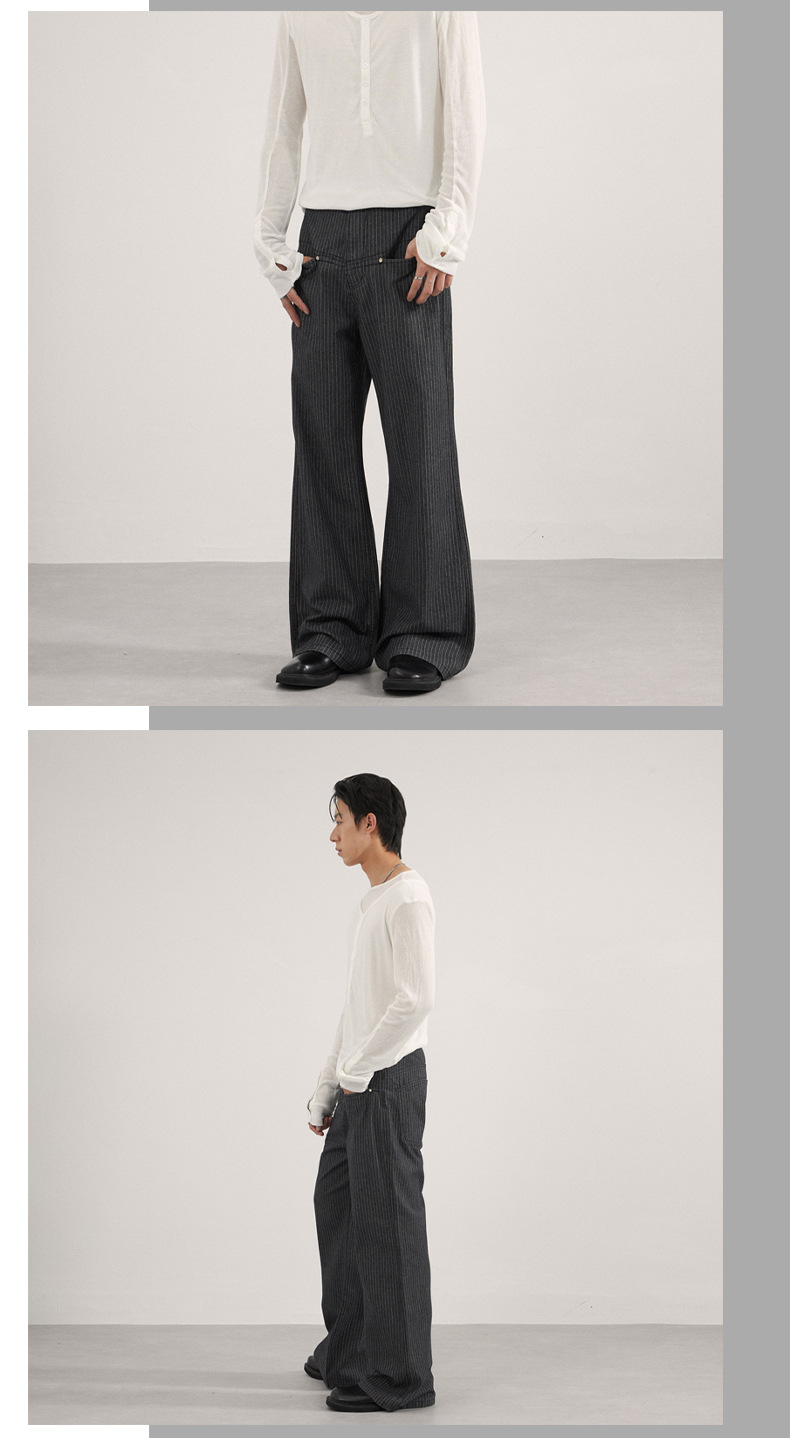 Cleanfit Striped Flared Jeans Slimming Bootcut Denim Pants for Women And Men Retro Stretch Waist Type Fit Slim Length_viptrois.com