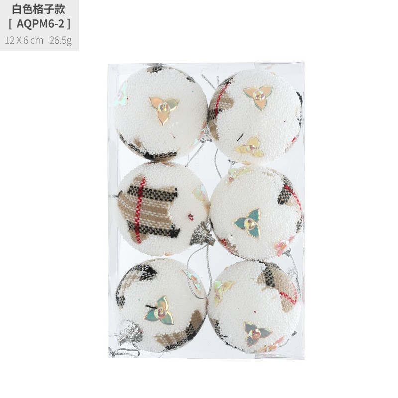 クロスボーダー熱売6cm箱入り泡球粘粉線装飾球デパートシーン配置品クリスマスツリーボールストラップ|undefined