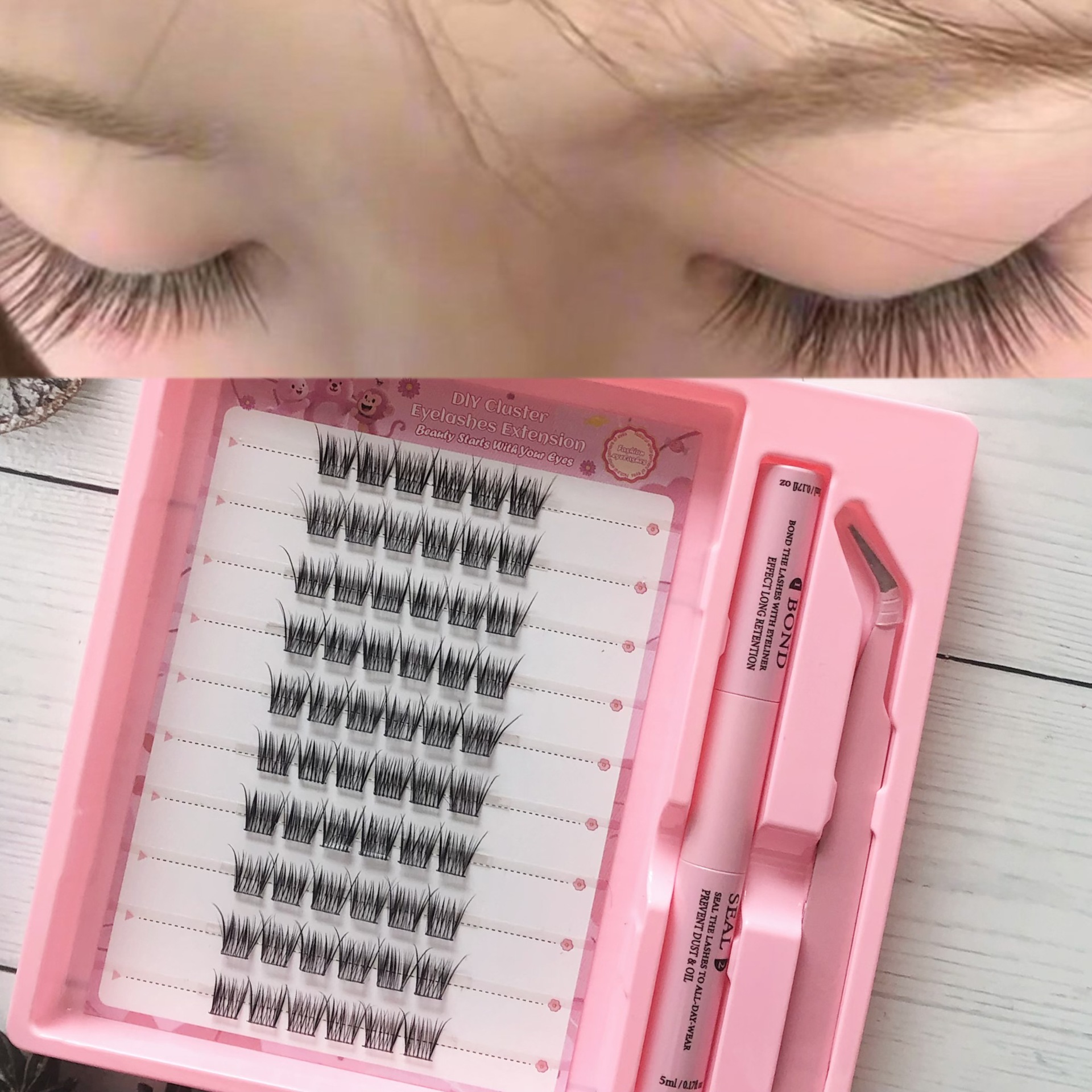 Conjunto de pestañas falsas transfronterizas de gran capacidad para bebés curvos pequeñas perlas ligeras largas pestañas falsas frescas