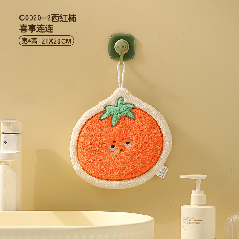 手ぬぐいアニメ野菜掛けの手ぬぐいは、サンゴのベルベットを厚くしてかわいい吸水速乾タオルで手を拭く|undefined