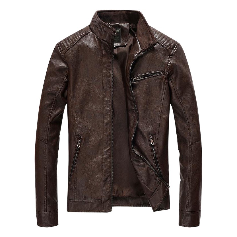 Entrega de una sola pieza Comercio exterior Nuevo abrigo de cuero de la PU de los hombres chaqueta de primavera y otoño lavado Delgado abrigo de cuero de la motocicleta