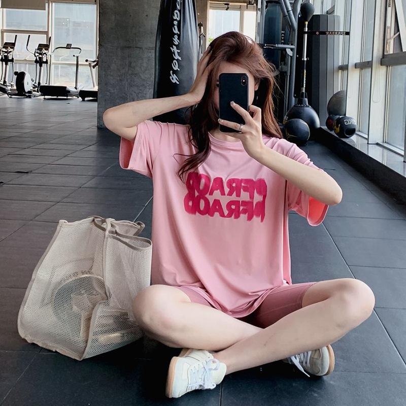 Internet Celebrant Yoga Clothes Spring and Summer Clothes Women's Running Sports New Short-sleeved Quick-drying Clothes Breathable Slimming Professional Fitness Top