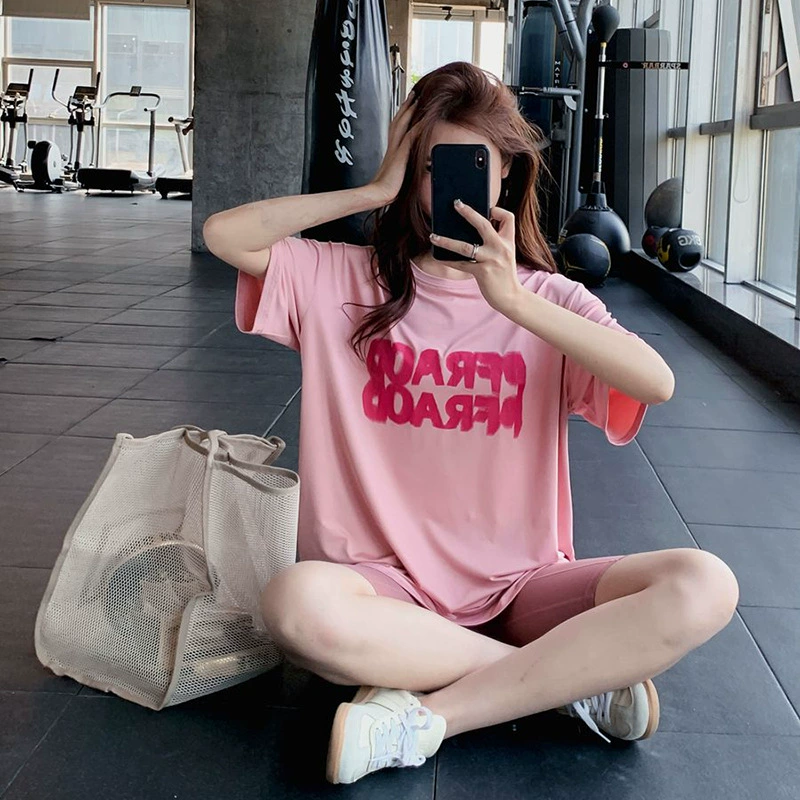 Одежда для йоги интернет-знаменитостей весна/лето, женская спортивная одежда для бега, новая быстросохнущая одежда с короткими рукавами, дышащая, профессиональный Топ для похудения