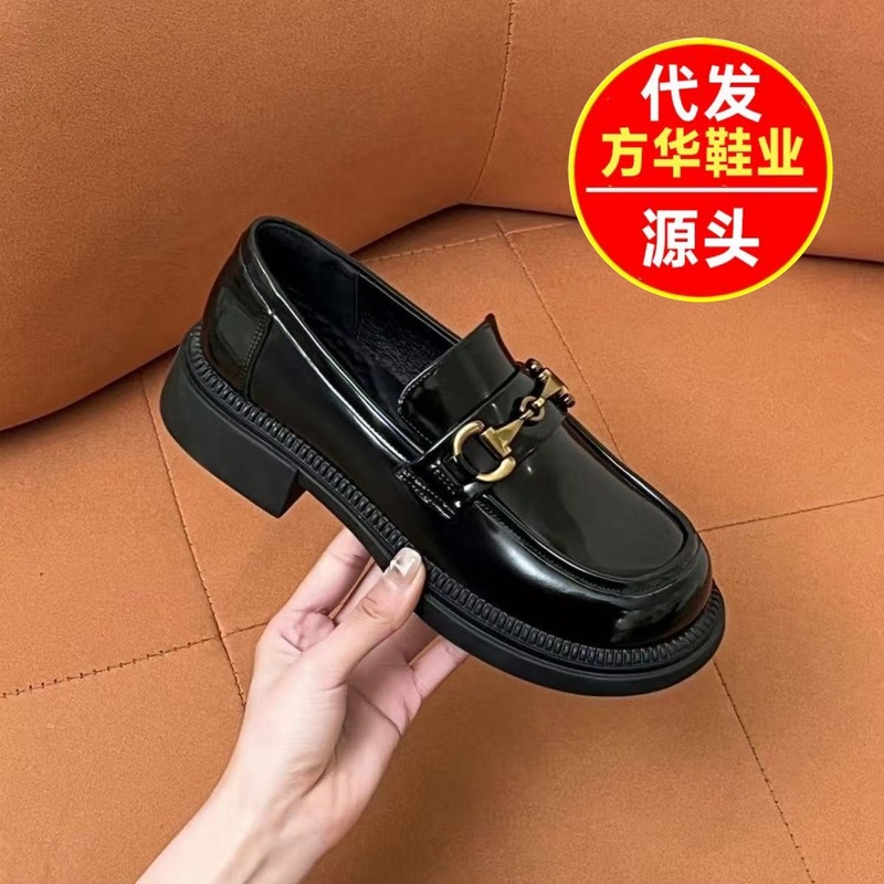乐福鞋2025秋季新款金属扣英伦风jk小皮鞋一脚蹬单鞋韩版百搭单鞋|undefined