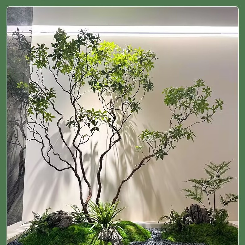 ハイエンド模擬馬酔木窓造園植物屋内シンプルなバイオニック緑植物装飾ツリー大型風景人工ツリー|undefined