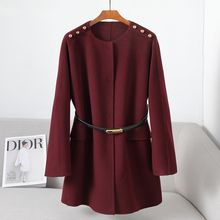 少量服饰2025秋冬新款15羊绒中长款圆领双面呢大衣收腰显瘦外套女