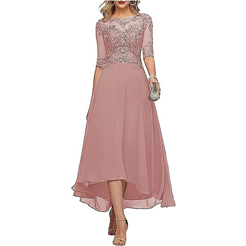 elegant multicoloured shiffon lace evening dress