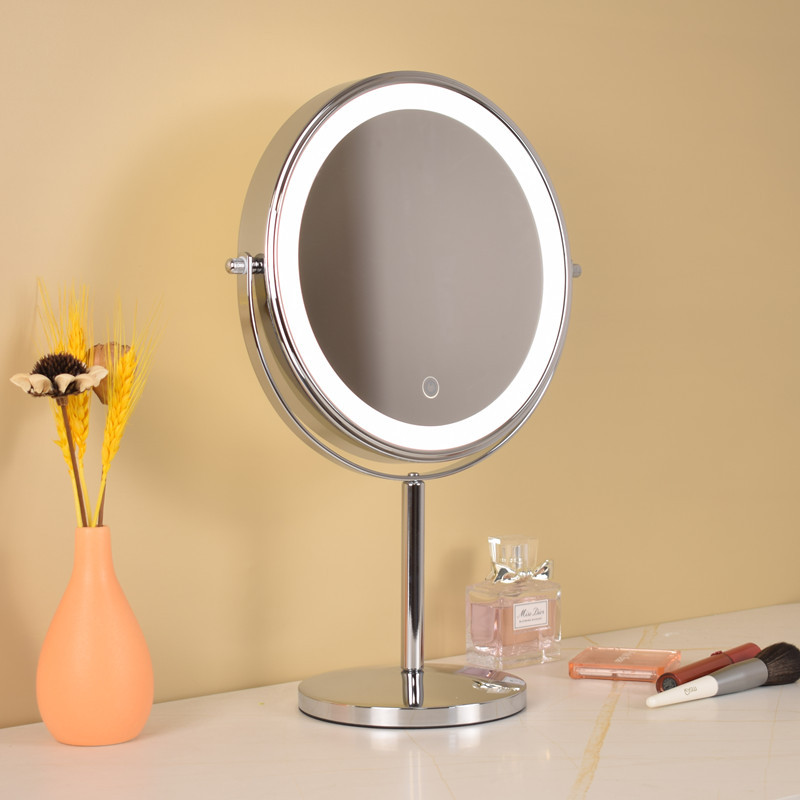 8-pulgadas de maquillaje espejo con luz LED de escritorio de doble cara de luz de relleno de escritorio Espejo de Belleza HD ampliada Europea espejo